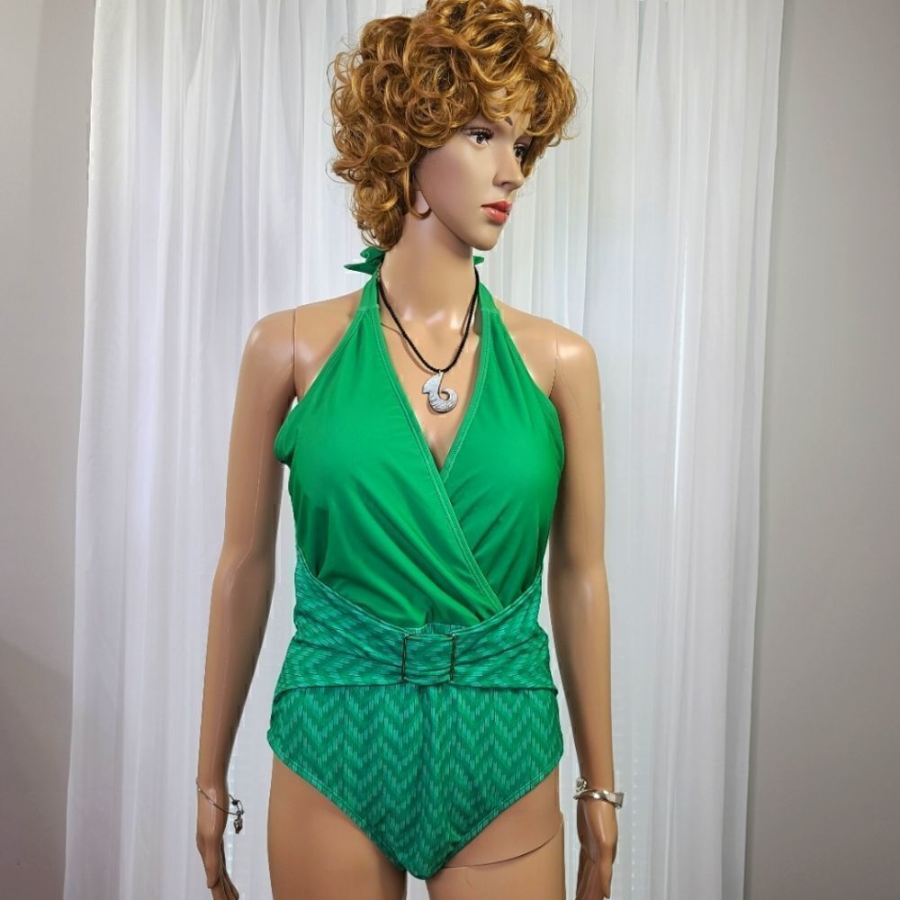 Grace Karin Halter V Neck One Piece Swim Medium